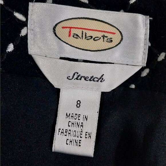 TALBOTS! RICH BLACK AND WHITE PATTERNED WEAVE STRETCH WOOL LOOK SKIRT! SZ 8 - Picture 5 of 10